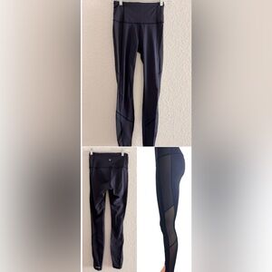 Lululemon Clear The Court Tight Size 2 Navy | Polka Dot Mesh Panel Leggings